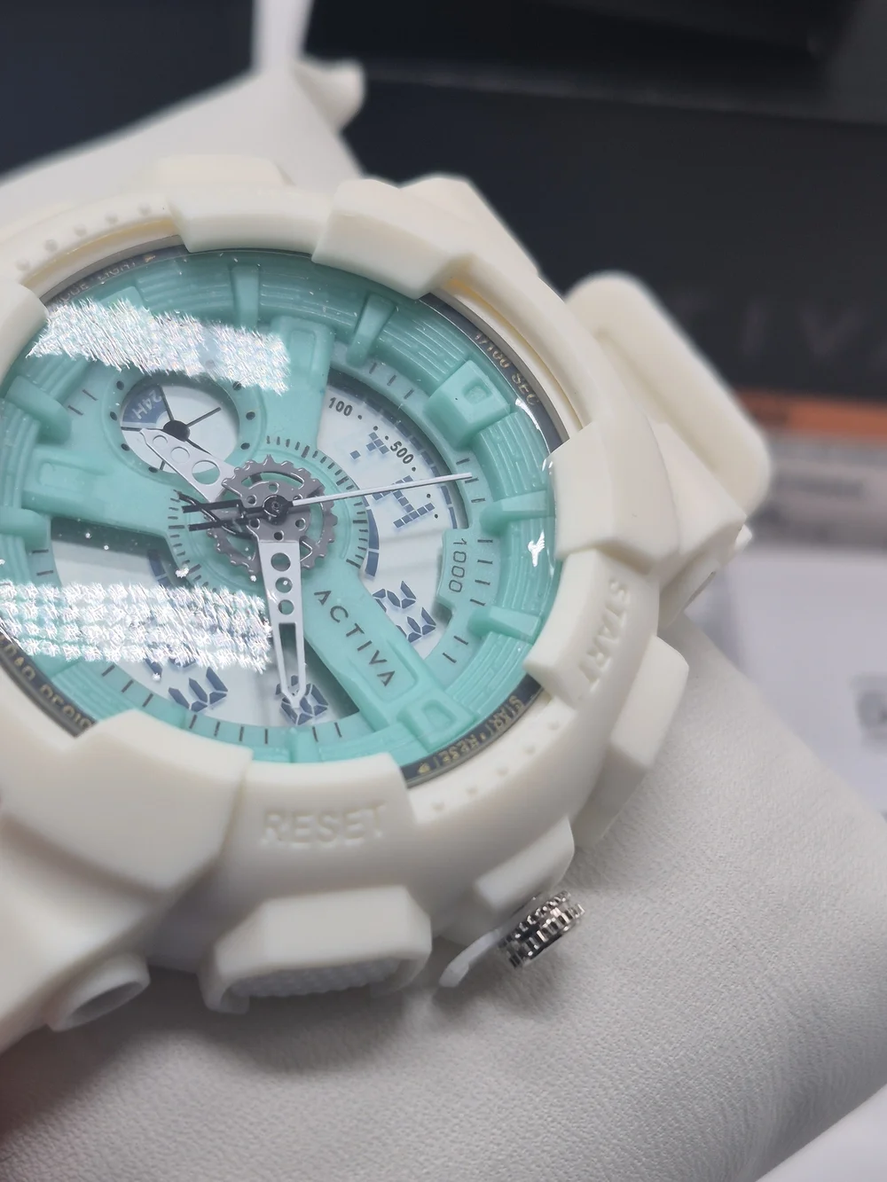 Ativa White Watch with Teal Dial - Digital Analog Sport Style